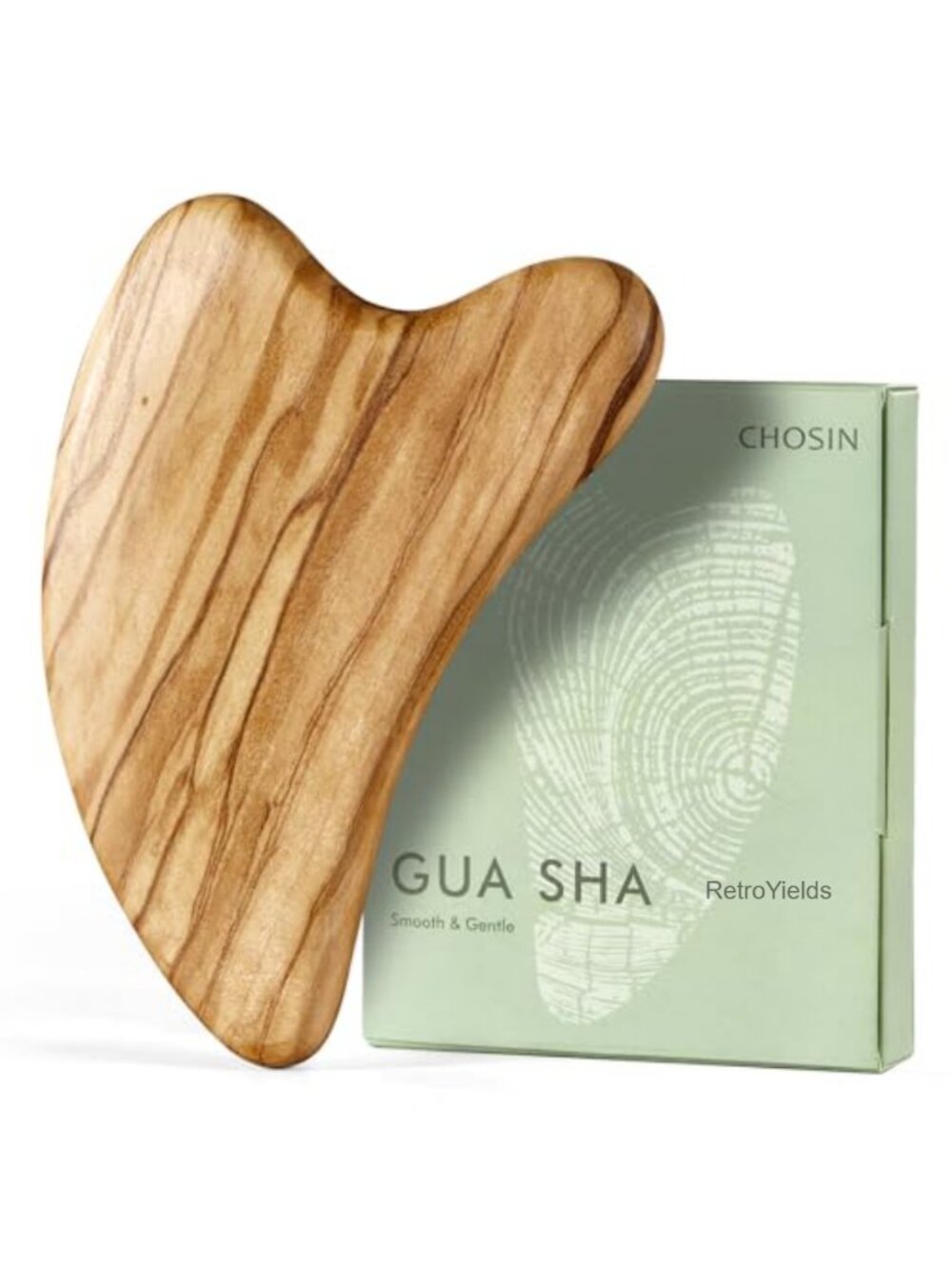 Olive Wood Gua Sha Face & Body Massager for Lymphatic Drainage & Jaw Lifting